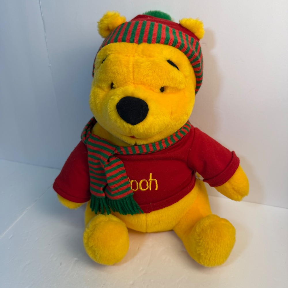 Disney Winnie the Pooh Plush Mattel Arcotoys Christmas Winter Hat Scarf 12 inch - Picture 8 of 8